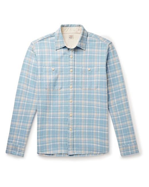 Faherty Brand Blue The Surf Checked Organic Cotton-flannel Shirt for men