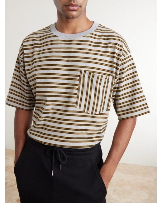Dries Van Noten Gray Heso Striped Cotton-Jersey T-Shirt for men