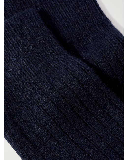 Kingsman Blue Ribbed Cashmere Socks for men