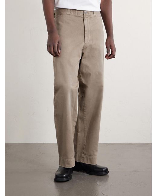 A.PRESSE Natural Wide-Leg Cotton-Twill Trousers for men