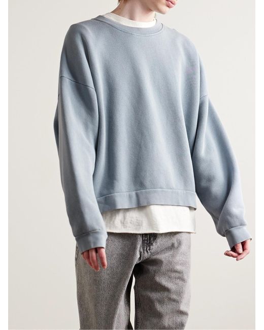 Acne Blue Fester Garment-dyed Cotton-jersey Sweatshirt for men