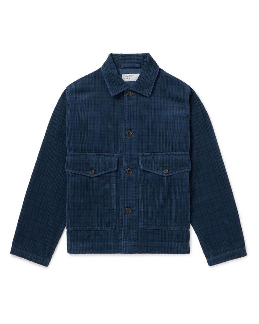 Universal Works Blue Houndstooth Cotton-corduroy Overshirt for men