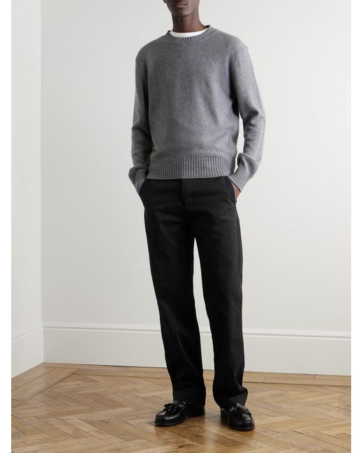 AMI Black Straight-Leg Cotton Chinos for men