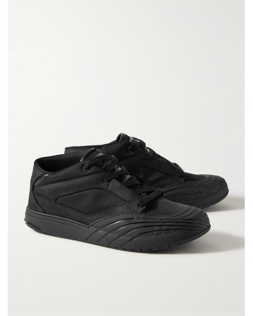 Givenchy Black Logo-debossed Suede And Leather-trimmed Canvas Sneakers for men