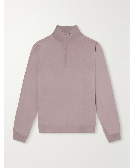 Slowear Pink Zanone Flexwool Half-Zip Sweater for men
