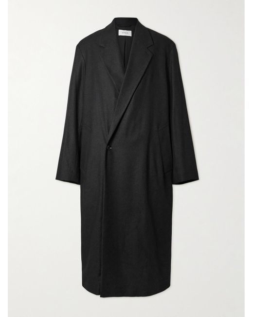 Lemaire Black Double-breasted Cashmere-blend Twill Coat for men