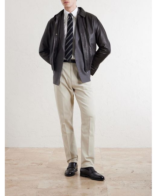 Dunhill White Tapered Cotton-blend Twill Trousers for men