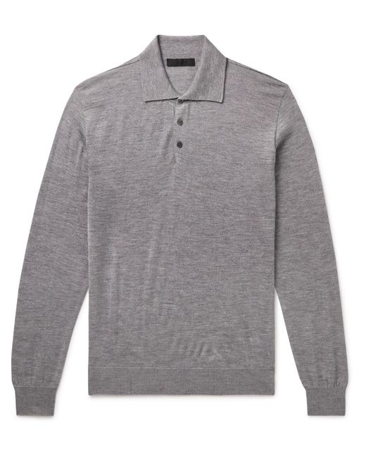 Saman Amel Gray Slim-fit Cashmere And Silk-blend Polo Shirt for men