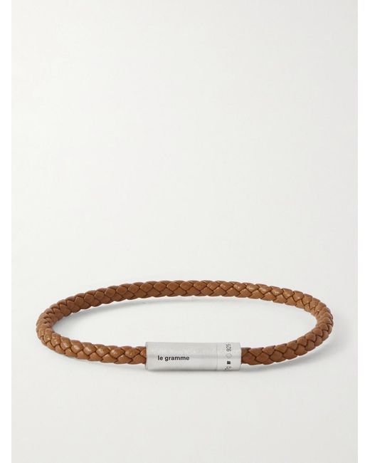 Le Gramme Brown 7G Sterling Woven Leather Bracelet for men