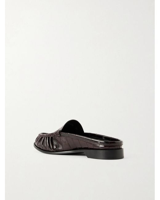 Saint Laurent White Le Loafer Logo-Embellished Eel Mules for men