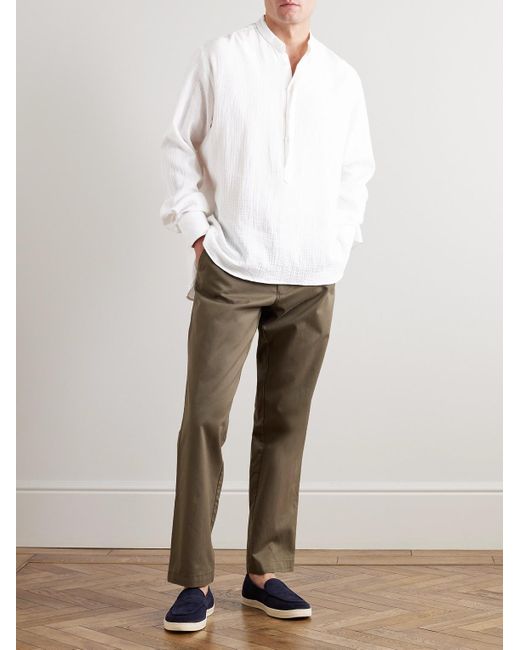 Camicia in garza di cotone con collo alla coreana da Uomo di Richard James  in Bianco | Lyst