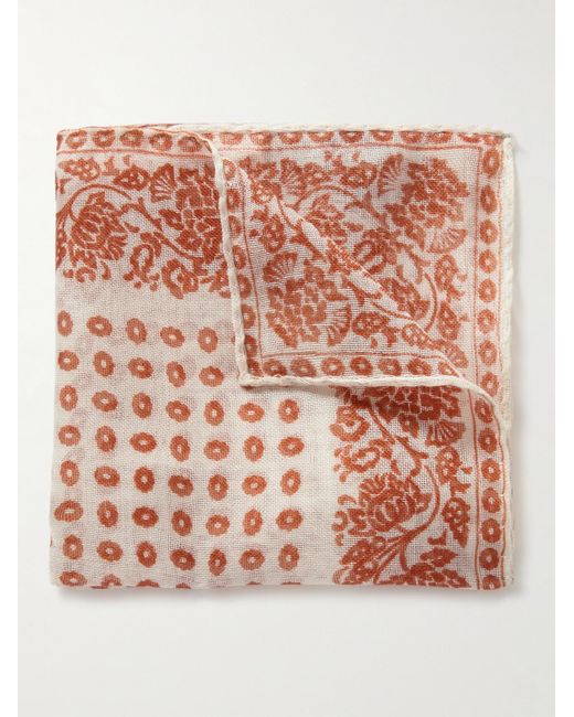 Anderson & Sheppard Pink Printed Cashmere And Silk-blend Pocket Square for men