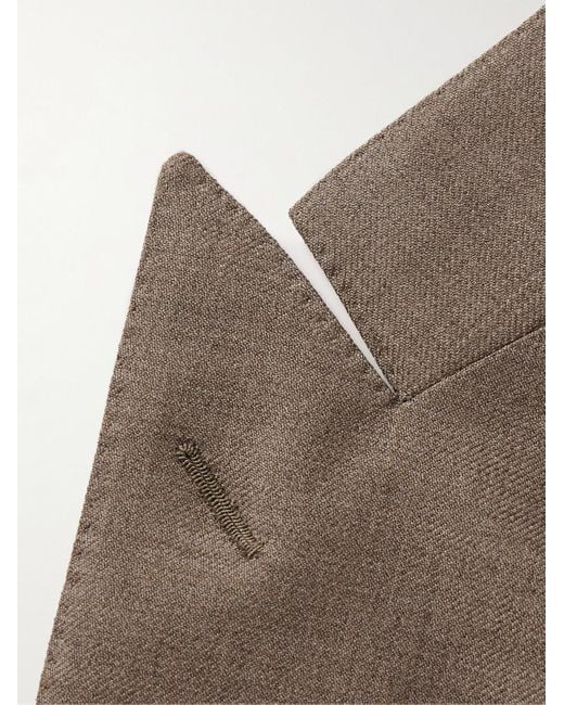 Giacca doppiopetto in twill di lana vergine di Loro Piana in Brown da Uomo