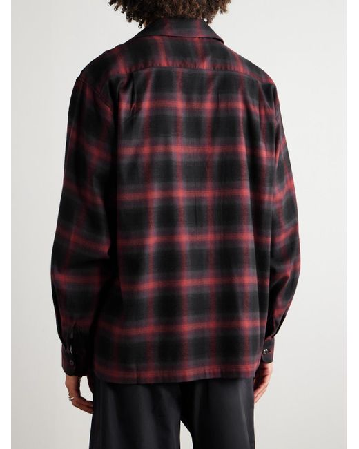 Kapital Blue Camp-collar Checked Cotton-blend Flannel Shirt for men