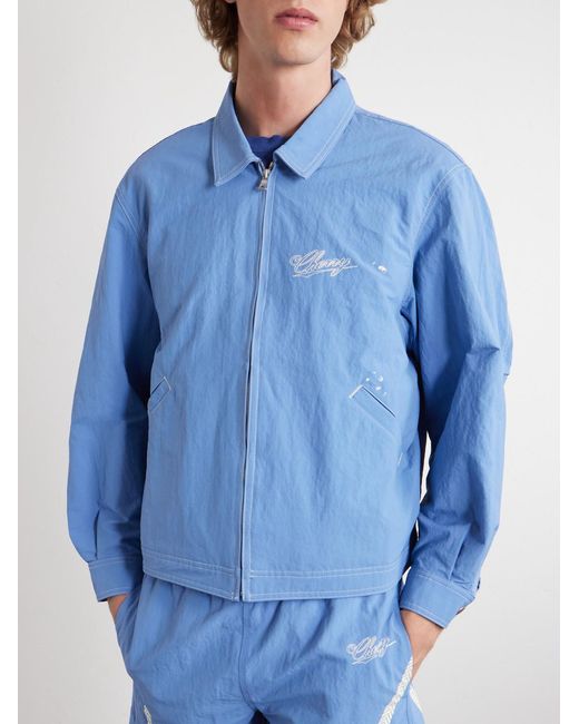 CHERRY LA Blue Logo-Embroidered Paint-Splattered Shell Jacket for men