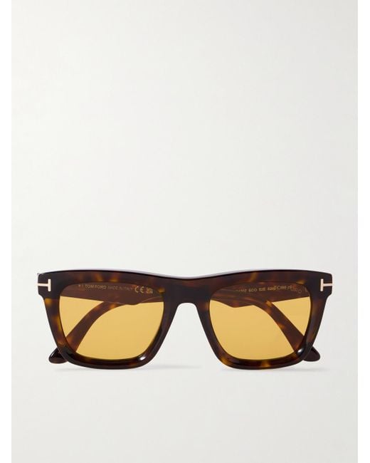 Tom Ford Brown Lelio Square-Frame Tortoiseshell Acetate Sunglasses for men