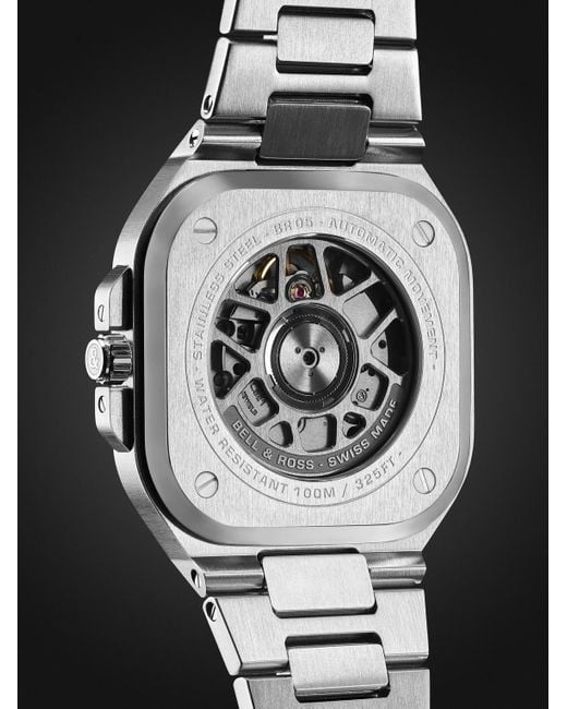 Bell & Ross Black Br 05 Automatic Stainless Steel And Diamond Watch, Ref. Br05A-Bl-Stfld/Sst for men