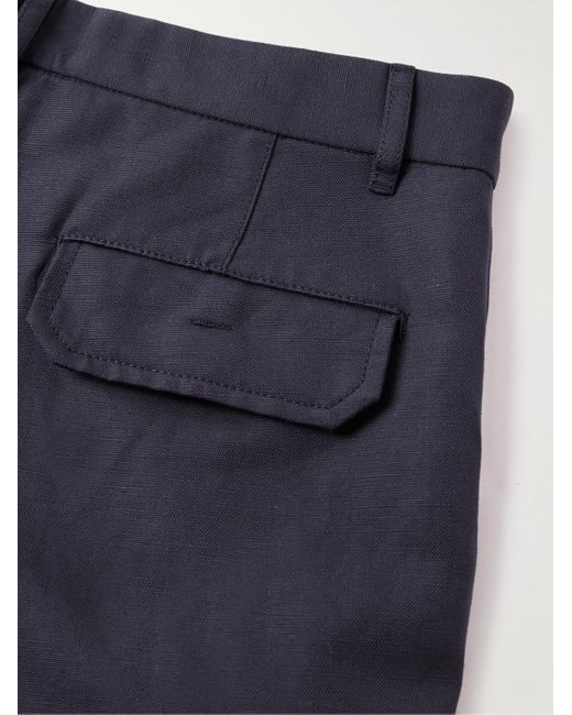 Loro Piana Blue Straight-Leg Cotton And Linen-Blend Cargo Shorts for men