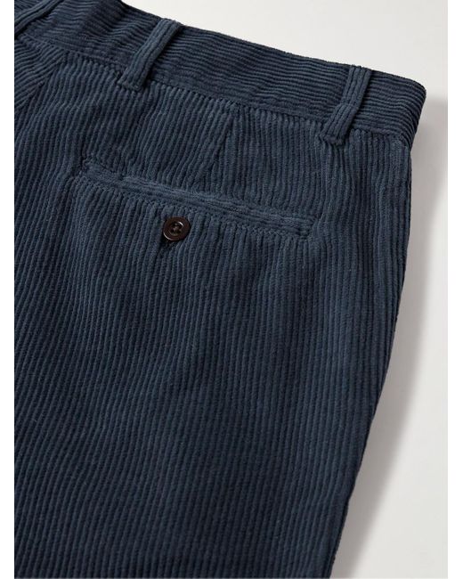 Portuguese Flannel Blue Straight-Leg Cotton-Corduroy Trousers for men