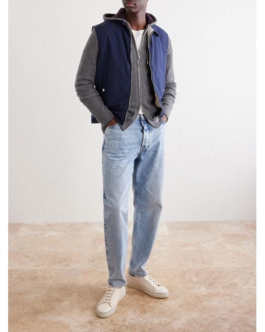 Eleventy Gray Ribbed Cashmere Zip-Up Hoodie for men