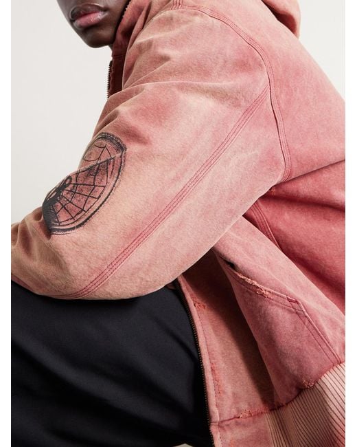 Enfants Riches Deprimes Pink Distressed Cotton-jersey Zip-up Hoodie for men