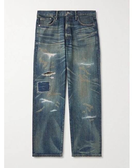 Neighborhood Blue Savage Wide-Leg Distressed Jeans for men