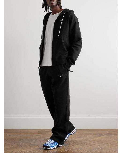 Nike Black Straight-leg Logo-embroidered Cotton-blend Jersey Sweatpants for men