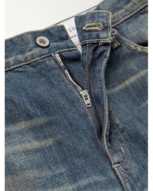 Neighborhood Blue Savage Straight-leg Distressed Selvedge Jeans for men
