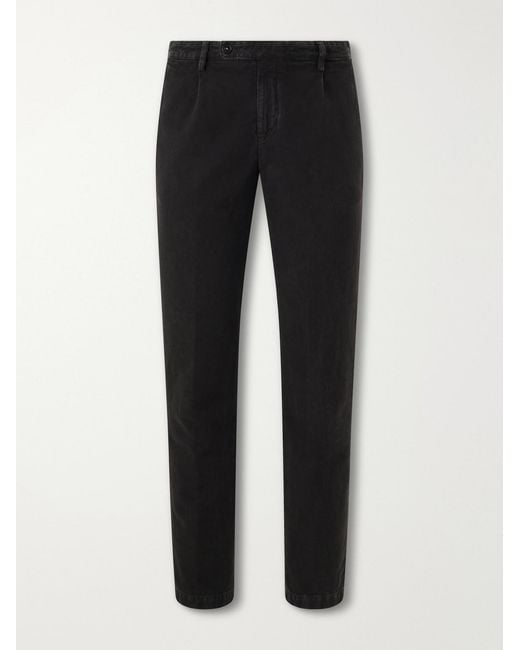 Massimo Alba Black Ionio2 Straight-Leg Cotton Trousers for men