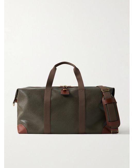 Mulberry Green Heritage Clipper Large Leather-Trimmed Scotchgrain Holdall for men