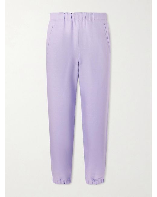God's True Cashmere Purple Linen Drawstring Sweatpants for men