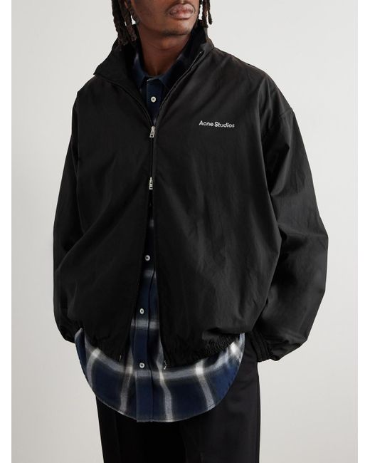 Acne Black Olando Logo-Print Cotton-Poplin Jacket for men