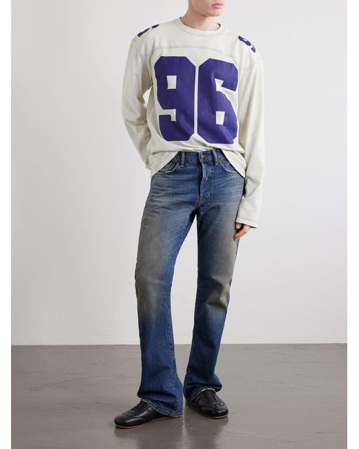 Acne Blue Exfold Printed Cotton-Jersey T-Shirt for men