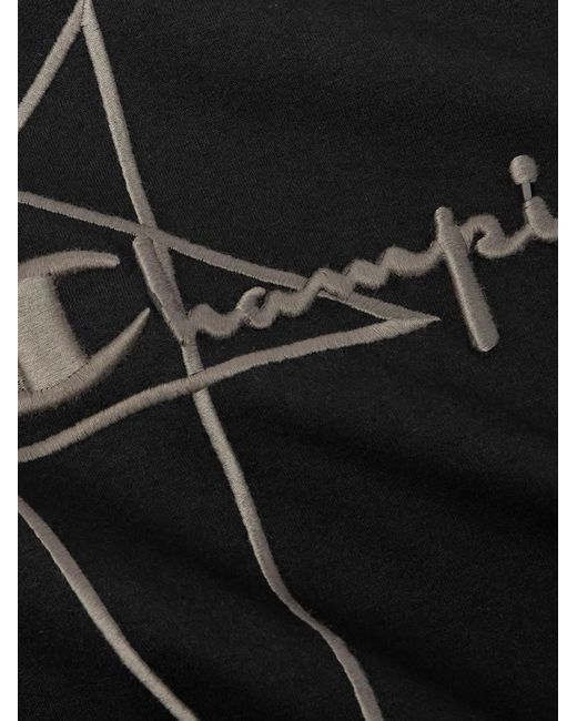 Rick Owens Champion Tommy Oversized-T-Shirt aus Baumwoll-Jersey mit Logostickerei in Black für Herren