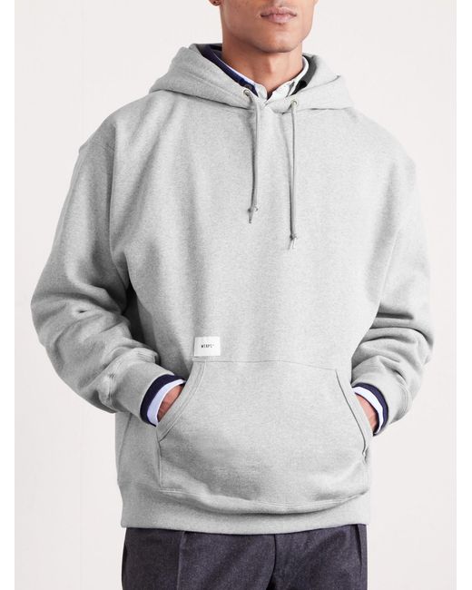 (w)taps White Aon Logo-Appliquéd Cotton-Jersey Hoodie for men