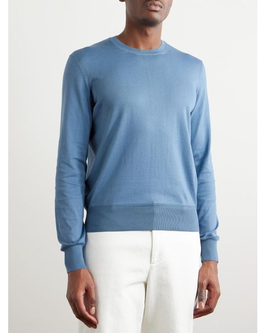 Tom Ford Blue Slim-fit Sea Island Cotton Sweater for men