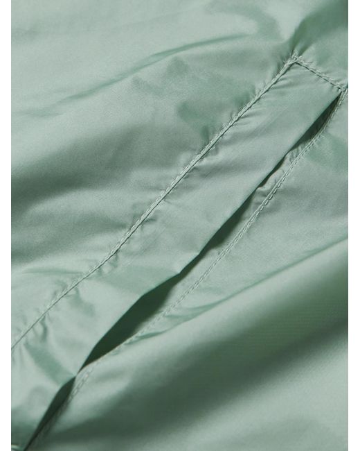 Amomento Green Nylon Half-Zip Hooded Jacket for men