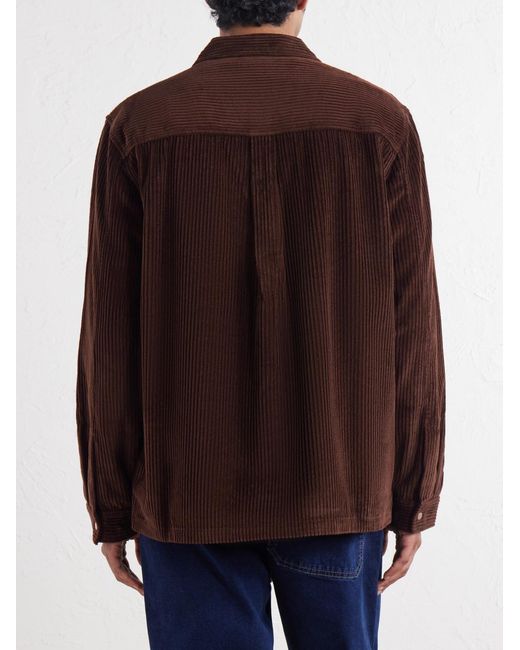 Folk Brown Patch Cotton-Corduroy Overshirt for men