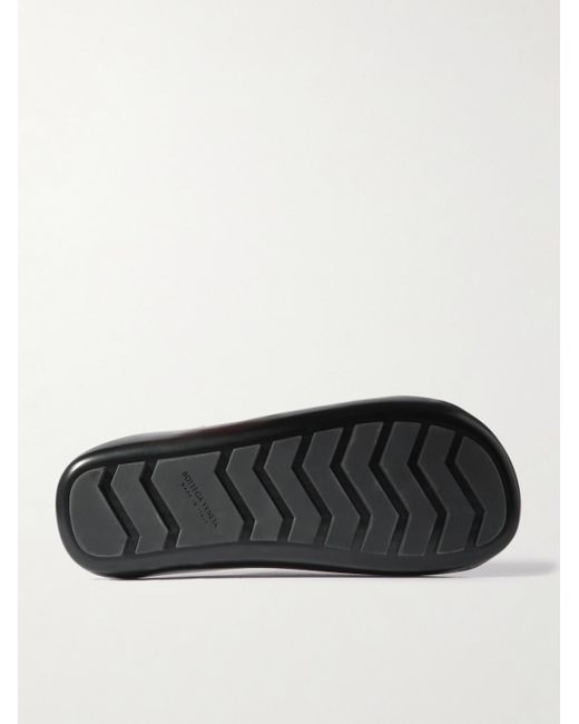 Bottega Veneta Brown Wave Intrecciato Leather Slides for men