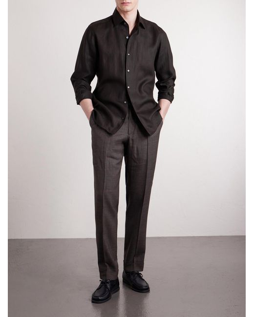 Zegna Black Oasi Linen Shirt for men