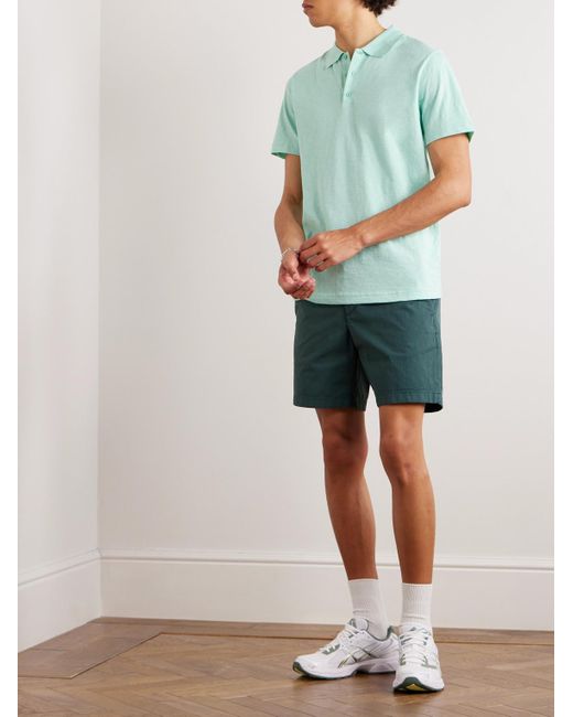 Theory Green Zaine Straight-Leg Stretch-Cotton Chino Shorts for men