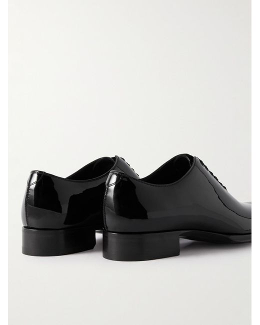 Tom Ford Black Elkan Whole-Cut Patent-Leather Oxford Shoes for men