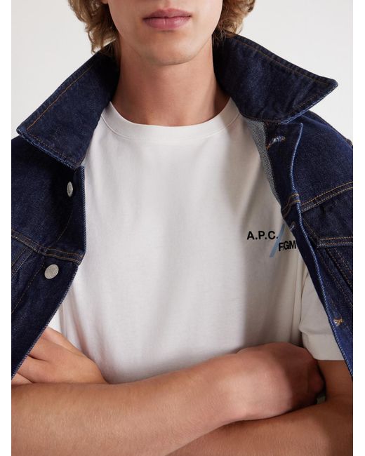 A.P.C. White Fragment Logo-Print Cotton-Jersey T-Shirt for men