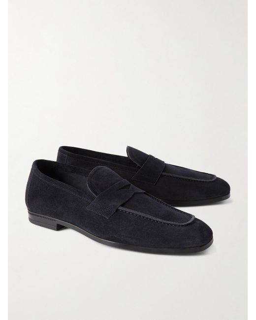 Tom Ford Blue Suede Penny Loafers for men