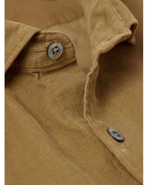 Canali Natural Slim-fit Garment-dyed Cotton-corduroy Shirt for men