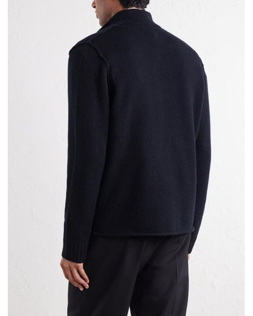 James Perse Blue Cashmere Zip-Up Cardigan for men