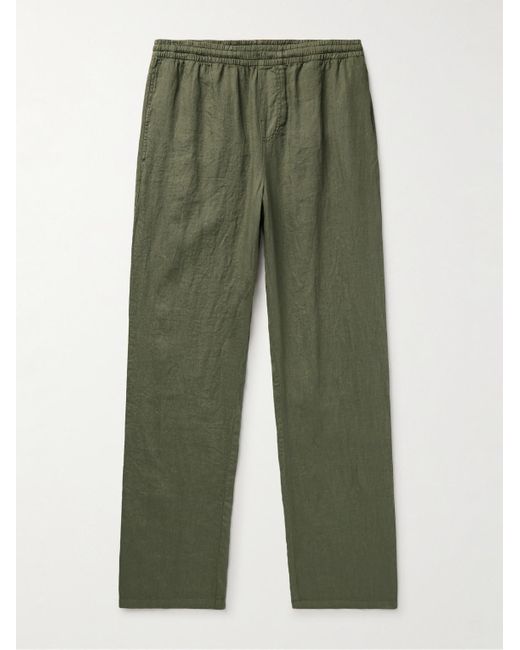 Aspesi Green Ventura Straight-leg Linen Trousers for men