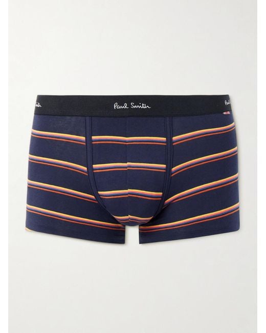 Paul Smith Blue Striped Stretch Organic Cotton-jersey Boxer Briefs for men