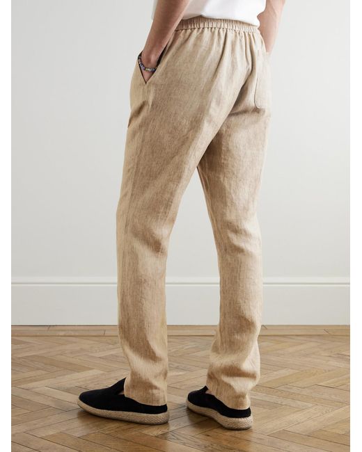 Sunspel Natural Slim-Fit Straight-Leg Linen Trousers for men