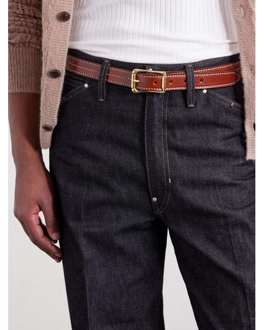 Yuketen Brown 2.5Cm Leather Belt for men